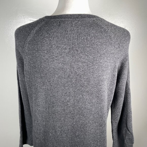 Banana Republic Charcoal Gray Crewneck Fine Tight Knit 3/4 Sleeve Sweater S - Picture 9 of 13
